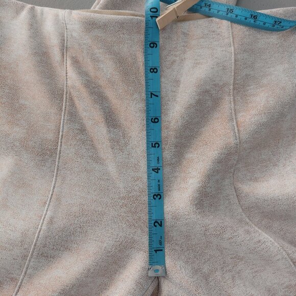 by Anthropologie White Gold Shimmery Leggings 28P Faux Suede High Rise Metallic - Picture 8 of 14